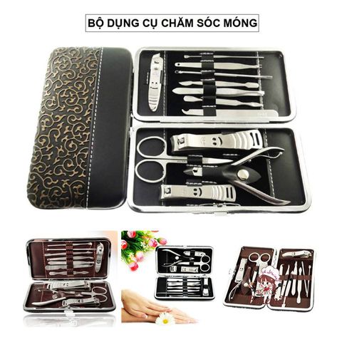 Bộ Dụng Cụ Bấm Móng Tay 12 Món Cao Cấp Kèm Hộp Da Sang Trọng - Dụng Cụ Làm Nail Tiện Dụng Cho Nữ