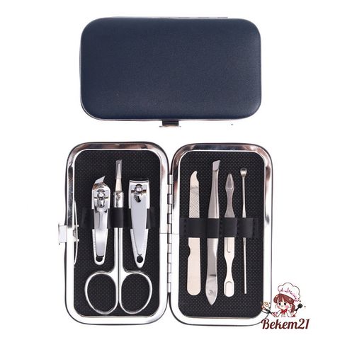 Bộ Dụng Cụ 7 Món Mini Làm Nail - Bấm Cắt Móng Tay Chân, Kềm Tỉa Lông Mày, Hộp Da Sang Trọng, Tiện Lợi Tại Nhà