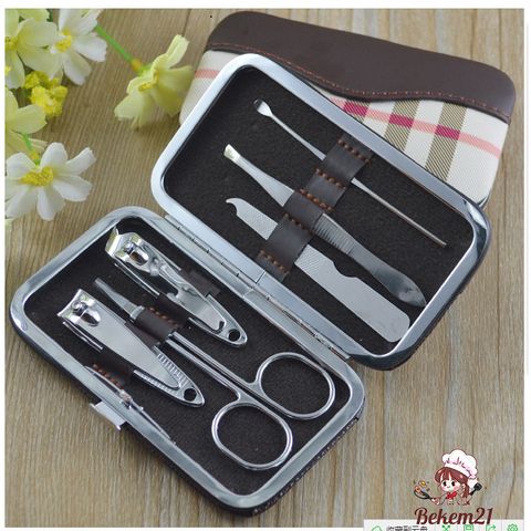 Bộ Dụng Cụ 7 Món Mini Làm Nail - Bấm Cắt Móng Tay Chân, Kềm Tỉa Lông Mày, Hộp Da Sang Trọng, Tiện Lợi Tại Nhà