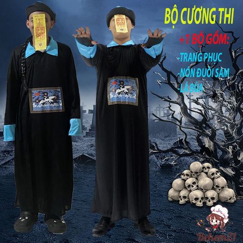 Trang Phục Hóa Trang Halloween Cương Thi Dành Cho Người Lớn - 3 Màu Độc Đáo, Phù Hợp Tổ Chức Tiệc Hóa Trang
