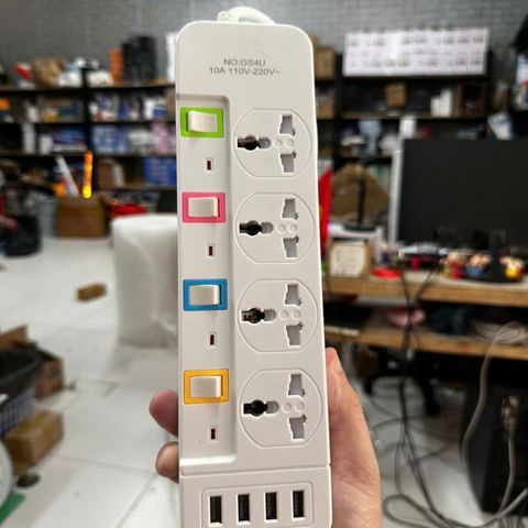 Ổ Cắm Điện GS4U - 4 Ổ 4 Cổng USB Chống Giật Dây 2m An Toàn Tiện Lợi Cho Gia Đình - Sạc Nhanh Cho Điện Thoại, Laptop