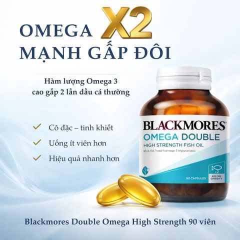 Dầu Cá Omega 3 Blackmores Double High Strength 90 Viên - Bổ Sung EPA DHA Hỗ Trợ Tim Mạch, Não Bộ và Thị Lực