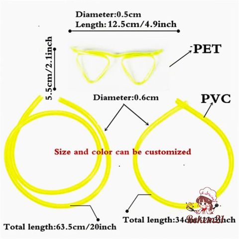 Ống Hút Nước Hình Mắt Kính PVC Dành Cho Trẻ Em - Phụ Kiện Tiệc Tùng Vui Nhộn, Chất Liệu An Toàn, Nhiều Màu Sắc