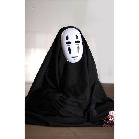 Bộ trang phục cosplay Vô Diện Spirited Away cho trẻ em và người lớn - Áo choàng đen và mặt nạ Kaonashi độc đáo