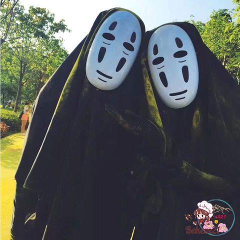 Bộ trang phục cosplay Vô Diện Spirited Away cho trẻ em và người lớn - Áo choàng đen và mặt nạ Kaonashi độc đáo