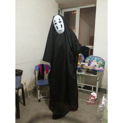 Set Bộ Cosplay Vô Diện - Áo Choàng, Mặt Nạ và Găng Tay Đen Dài Cho Halloween - Trang Phục Hóa Trang Thú Vị Cho Trẻ Em và Người Lớn