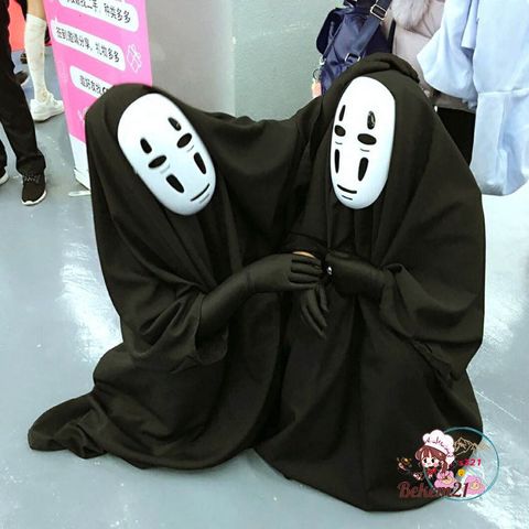 Bộ Trang Phục Hóa Trang Kaonashi - Hayao Miyazaki Spirited Away Cho Trẻ Em và Người Lớn, Áo Choàng Đen và Mặt Nạ Vô Diện