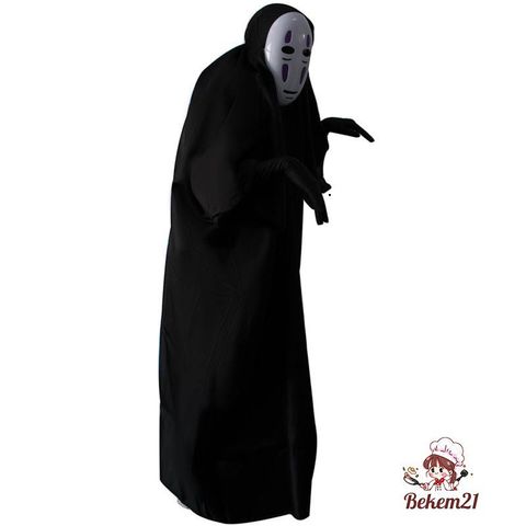 Bộ Trang Phục Hóa Trang Kaonashi - Hayao Miyazaki Spirited Away Cho Trẻ Em và Người Lớn, Áo Choàng Đen và Mặt Nạ Vô Diện