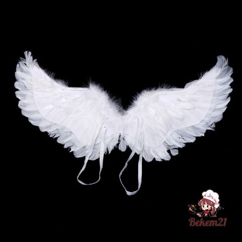 Đôi Cánh Thiên Thần Trắng Dễ Thương - Phụ Kiện Tiệc Hóa Trang Cho Bé - Cánh Lông Vũ 60x45cm và 80x55cm