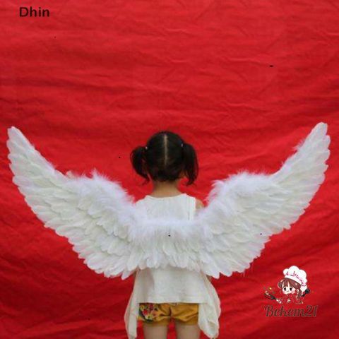 Đôi Cánh Thiên Thần Trắng Dễ Thương - Phụ Kiện Tiệc Hóa Trang Cho Bé - Cánh Lông Vũ 60x45cm và 80x55cm