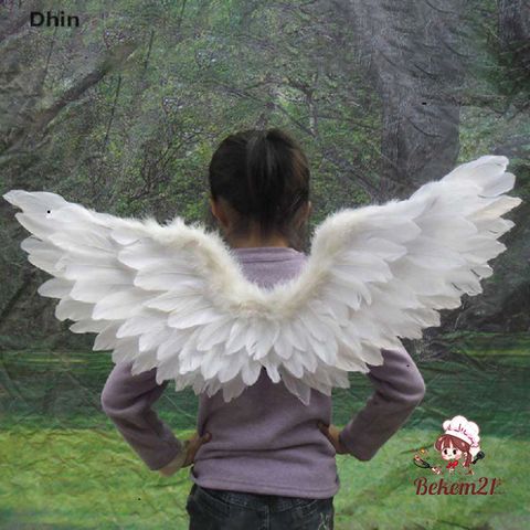 Đôi Cánh Thiên Thần Trắng Dễ Thương - Phụ Kiện Tiệc Hóa Trang Cho Bé - Cánh Lông Vũ 60x45cm và 80x55cm