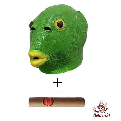 Mặt Nạ Halloween Hình Đầu Cá Xanh - Đạo Cụ Vui Nhộn Cho Tiệc Hóa Trang, Phù Hợp Cho Trẻ Em Và Người Lớn