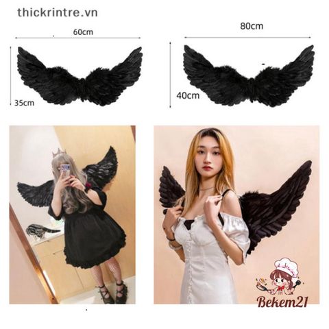 Cánh Ác Quỷ Đôi Cánh Thiên Thần Lông Vũ Trắng Đen - Phụ Kiện Thời Trang Độc Đáo cho Fan Kinh Dị