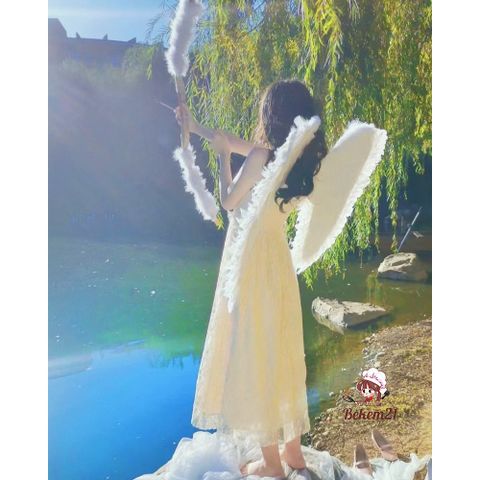 Cánh Thiên Thần Lông Vũ Trắng Cho Bé - Phụ Kiện Hóa Trang Halloween Cosplay Tiệc Tùng, Đồ Diễn Xuất Ấn Tượng