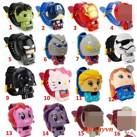 Đồng Hồ Đeo Tay LED Hoạt Hình Người Nhện và Hello Kitty Nhiều Màu Sắc Dành Cho Trẻ Em - Quà Tặng Thú Vị
