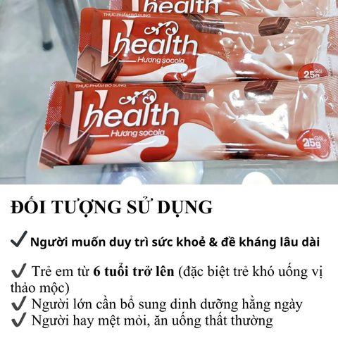 Ngũ Cốc Vhealth Hương Socola - Thức Uống Dinh Dưỡng Ít Ngọt Cho Người Bận Rộn, 20 Gói x 25g