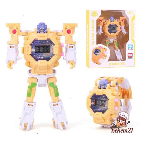 Đồng hồ đeo tay lắp ráp robot biến hình 022A 023A - Đồ chơi giáo dục an toàn cho bé, học số và thời gian
