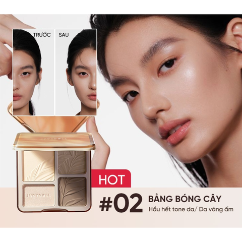 Bảng Phấn Highlight & Tạo Khối 4 Ô Judydoll - Chống Nước, Lâu Trôi, Mịn Nhẹ, Trang Điểm Chuyên Nghiệp, Dễ Sử Dụng cho Da Châu Á