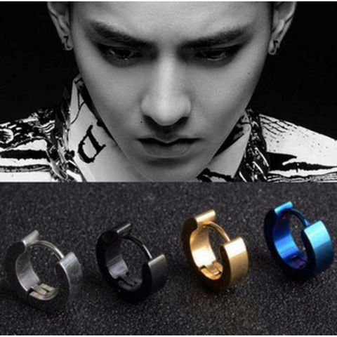 Khuyên Tai Tròn Xỏ Titan Không Gỉ 4 Màu Giá Rẻ - Phong Cách Thời Trang Dành Cho Nam Nữ, Thiết Kế Nhỏ Gọn, Không Cần Lỗ Tai