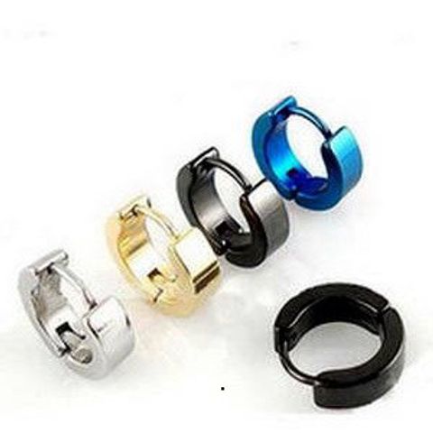 Khuyên Tai Tròn Xỏ Titan Không Gỉ 4 Màu Giá Rẻ - Phong Cách Thời Trang Dành Cho Nam Nữ, Thiết Kế Nhỏ Gọn, Không Cần Lỗ Tai