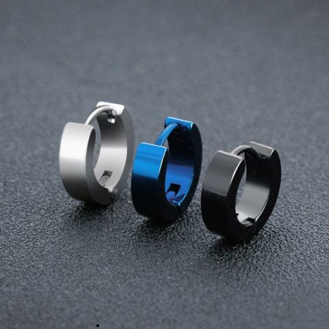 Khuyên Tai Tròn Xỏ Titan Không Gỉ 4 Màu Giá Rẻ - Phong Cách Thời Trang Dành Cho Nam Nữ, Thiết Kế Nhỏ Gọn, Không Cần Lỗ Tai