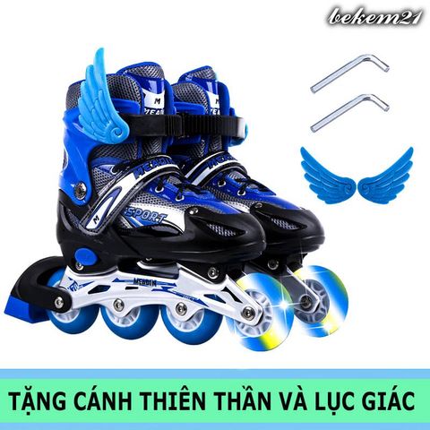 Giày Trượt Patin Phát Sáng Sport Trẻ Em - Batin QF Thế Hệ Mới, Nhiều Màu, Kèm 2 Thanh Cờ Lê Tháo Lốp - Giày Trượt An Toàn, Thời Trang