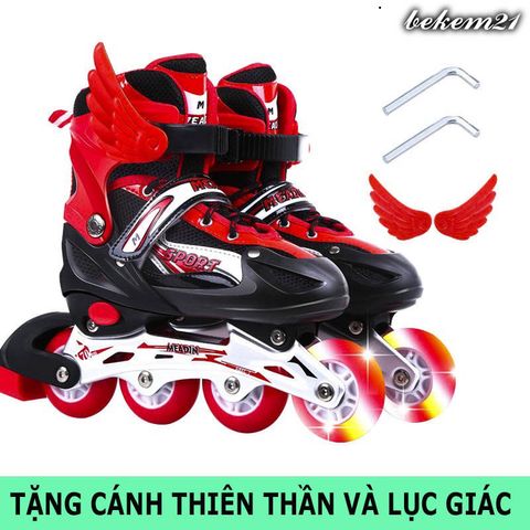 Giày Trượt Patin Phát Sáng Sport Trẻ Em - Batin QF Thế Hệ Mới, Nhiều Màu, Kèm 2 Thanh Cờ Lê Tháo Lốp - Giày Trượt An Toàn, Thời Trang