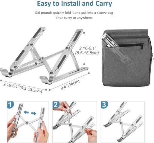 Giá Đỡ Laptop Nhôm Gập Gọn 16.5x24.3cm - Chân Để Máy Tính Tản Nhiệt, Thoải Mái Cho Văn Phòng và Du Lịch