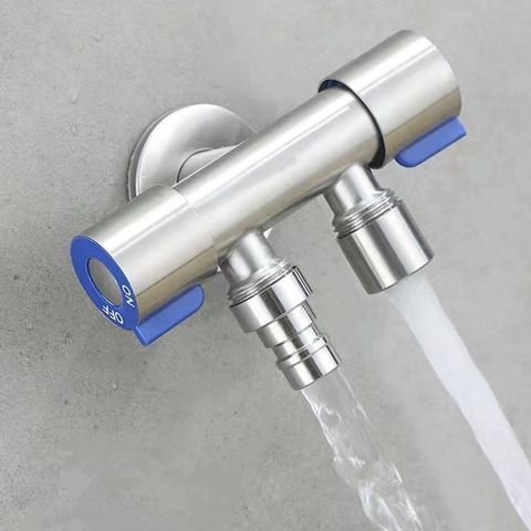 Van Nước Inox 304 2 Cổng Xả Độc Lập - Van Góc Đôi Dùng Cho Bồn Cầu, Vòi Xịt, Máy Giặt, Lavabo Chống Rỉ, Dễ Dàng Lắp Đặt