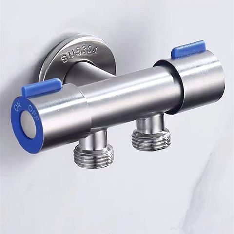 Van Nước Inox 304 2 Cổng Xả Độc Lập - Van Góc Đôi Dùng Cho Bồn Cầu, Vòi Xịt, Máy Giặt, Lavabo Chống Rỉ, Dễ Dàng Lắp Đặt