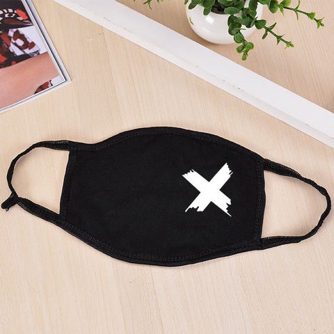 Khẩu Trang Đen In Dấu X Hàn Quốc Cotton Chống Bụi - Thiết Kế Anime/Manga Cá Tính, Unisex, Thoáng Mát