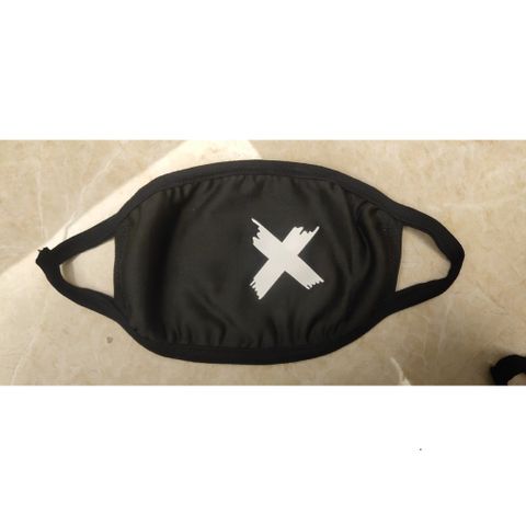 Khẩu Trang Đen In Dấu X Hàn Quốc Cotton Chống Bụi - Thiết Kế Anime/Manga Cá Tính, Unisex, Thoáng Mát