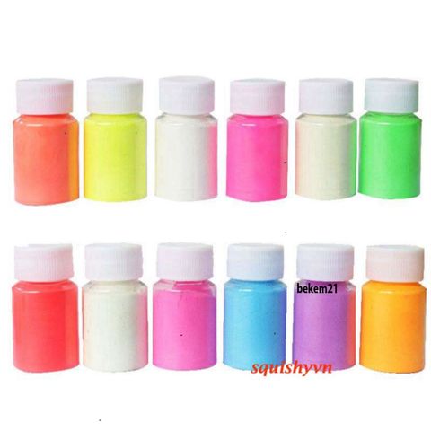 Hũ Bột Dạ Quang Nhuộm Resin Phát Sáng Trong Tối - Trang Sức Độc Đáo Có 12 Màu Tùy Chọn, Thích Hợp Cho Nghệ Thuật và Làm Móng