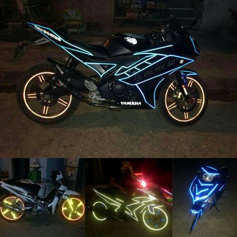 Tem Dán Vành Phản Quang Xe Máy - Bộ 8 Chỉ Decal Trang Trí Cho Xe Máy, Xe Đạp Điện, Đủ Màu Sắc Nổi Bật