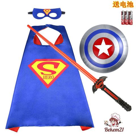 Bộ Hóa Trang Superhero - Áo Choàng Người Nhện Siêu Nhân Kèm Mặt Nạ Phát Sáng, Găng Tay và Gậy Ánh Sáng cho Trẻ Em