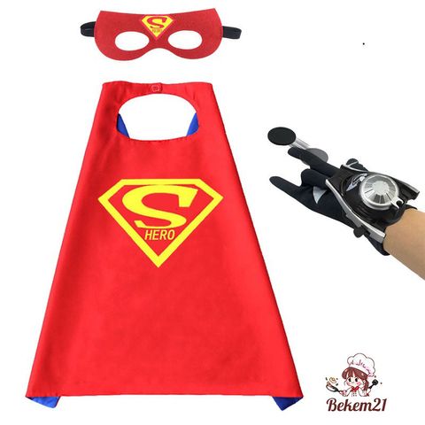 Bộ Hóa Trang Superhero - Áo Choàng Người Nhện Siêu Nhân Kèm Mặt Nạ Phát Sáng, Găng Tay và Gậy Ánh Sáng cho Trẻ Em