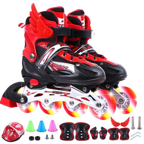 Giày Patin Phát Sáng 8 Bánh Xe Cao Cấp Kèm 20 Món Phụ Kiện Bảo Hộ - Giày Trượt Phù Hợp Cho Trẻ Em và Người Lớn