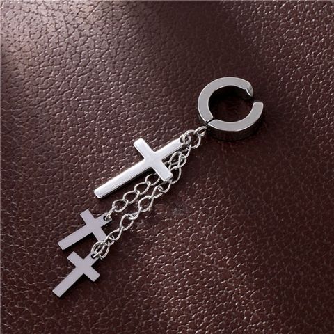 Khuyên Tai BTS Dây Xích Treo 3 Thánh Giá - Bông Tai Không Cần Bấm Lỗ Cho Nam Nữ, Titan Không Gỉ, Phong Cách Thời Trang Hàn Quốc