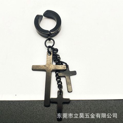 Khuyên Tai BTS Dây Xích Treo 3 Thánh Giá - Bông Tai Không Cần Bấm Lỗ Cho Nam Nữ, Titan Không Gỉ, Phong Cách Thời Trang Hàn Quốc