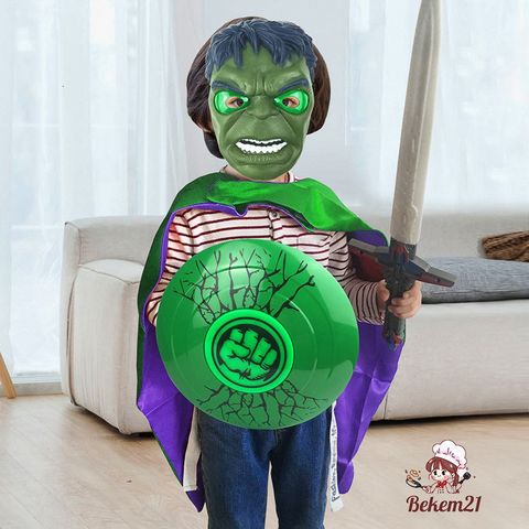 Trang Phục Hóa Trang Siêu Anh Hùng Độn Cơ Bắp Hulk Xanh Cho Bé - Áo Liền Quần Với Mũ và Găng Tay, Chất Liệu Cao Cấp