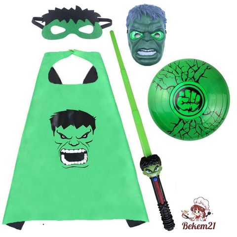 Trang Phục Hóa Trang Siêu Anh Hùng Độn Cơ Bắp Hulk Xanh Cho Bé - Áo Liền Quần Với Mũ và Găng Tay, Chất Liệu Cao Cấp