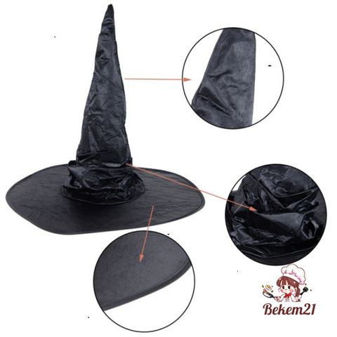 Mũ Phù Thủy Đen Cho Halloween - Mũ Hóa Trang Pháp Sư, Trang Trí Tiệc Tùng Thú Vị, Quà Tặng Lý Tưởng Cho Gia Đình