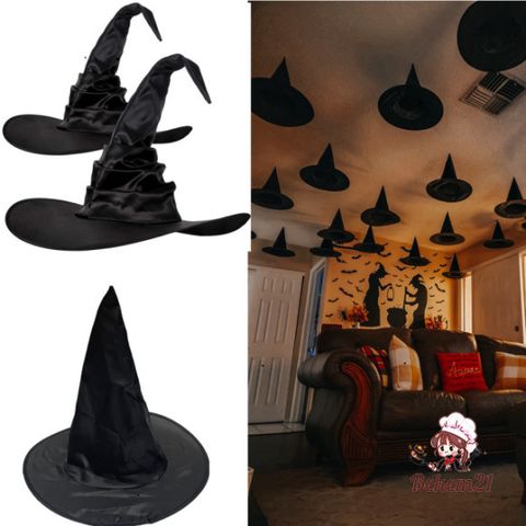 Mũ Phù Thủy Đen Cho Halloween - Mũ Hóa Trang Pháp Sư, Trang Trí Tiệc Tùng Thú Vị, Quà Tặng Lý Tưởng Cho Gia Đình