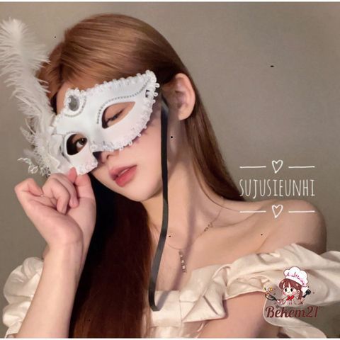 Mặt Nạ Khiêu Vũ Halloween - Mặt Nạ Đen Trắng, Lông Vũ Quyến Rũ Dùng Trong Lễ Hội, Tiệc Tùng, Quà Tặng Thú Vị