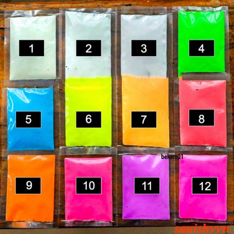 Bột Màu Dạ Quang Super Bright 10g - Cho 12 Màu Sắc Rực Rỡ, Chất Liệu An Toàn Cho Nghệ Thuật và Trang Trí