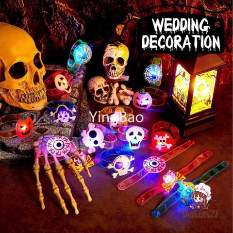 10 cái Vòng Tay LED Halloween - Phụ Kiện Tiệc Tùng Chiếu Sáng Dơi Ma, Bí Ngô, Nhện - Thêm Không Khí Lễ Hội