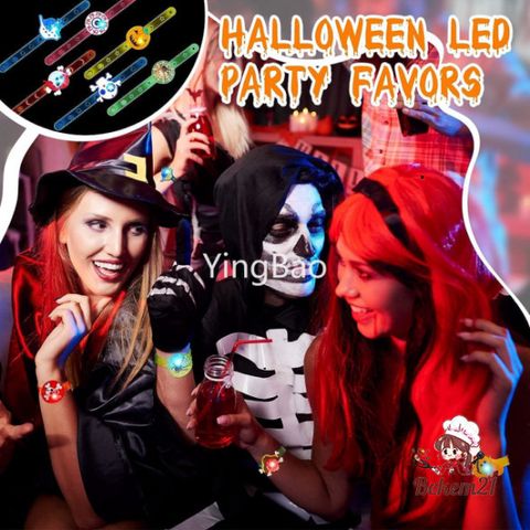10 cái Vòng Tay LED Halloween - Phụ Kiện Tiệc Tùng Chiếu Sáng Dơi Ma, Bí Ngô, Nhện - Thêm Không Khí Lễ Hội