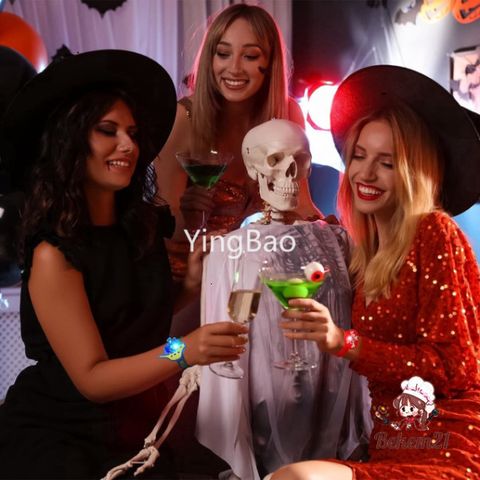 10 cái Vòng Tay LED Halloween - Phụ Kiện Tiệc Tùng Chiếu Sáng Dơi Ma, Bí Ngô, Nhện - Thêm Không Khí Lễ Hội