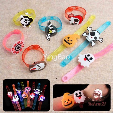 10 cái Vòng Tay LED Halloween - Phụ Kiện Tiệc Tùng Chiếu Sáng Dơi Ma, Bí Ngô, Nhện - Thêm Không Khí Lễ Hội