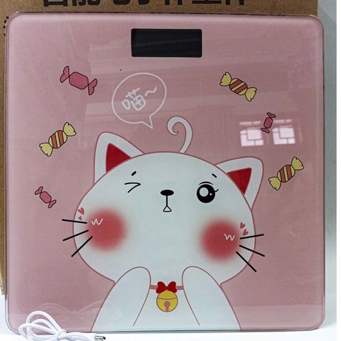 Cân Điện Tử Hình Mèo Hồng Sạc USB - Cân Sức Khỏe Gia Đình 180KG Bảo Hành 1 Năm, Thiết Kế Dễ Thương, Màn Hình LCD Rõ Ràng